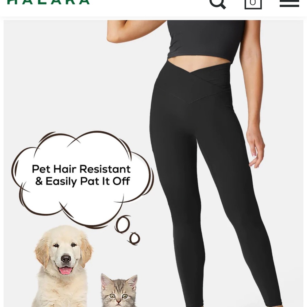 Halara Patitoff pet hair resistant black leggings with pockets.